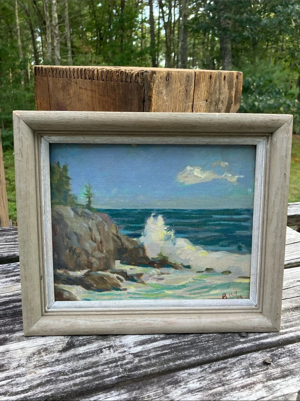 Vintage Original Signed Oil Painting Framed Impressionist Coastal Seascape Art